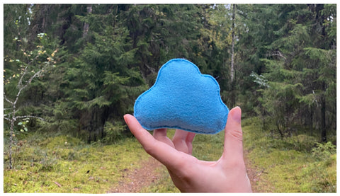 hand holding a felt cloud