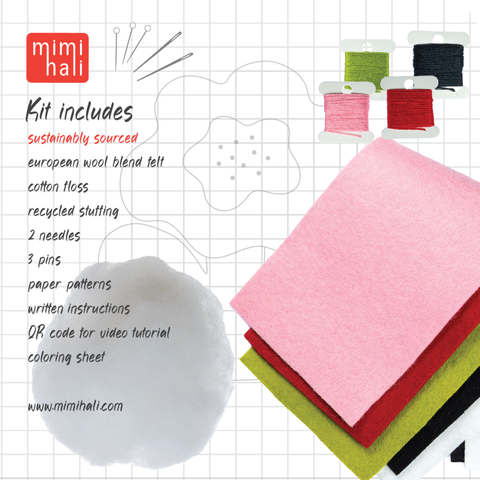PEONY & LADYBUG Felt Sewing Kit Mimihali