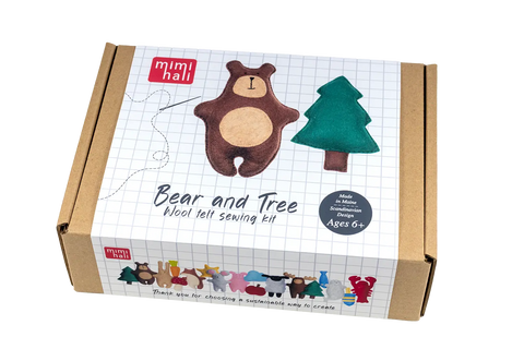 DIY felt bear sewing kit beginner craft kit.