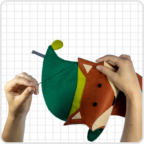 DIY fox felt Christmas stocking sewing kit, handmade holiday decor.