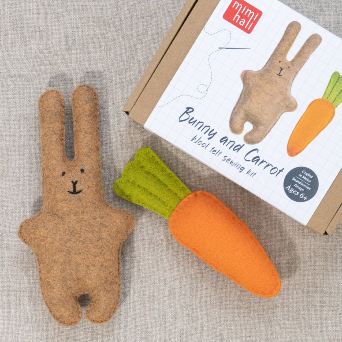 Bunny and Carrot Felt Sewing Kit – Beginner Craft Kit | Mimihali