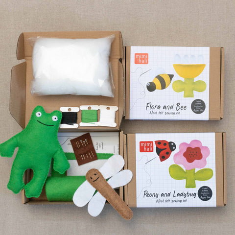 GARDEN felt sewing kits for kids bundle | Peony, Flora and Frog Mimihali