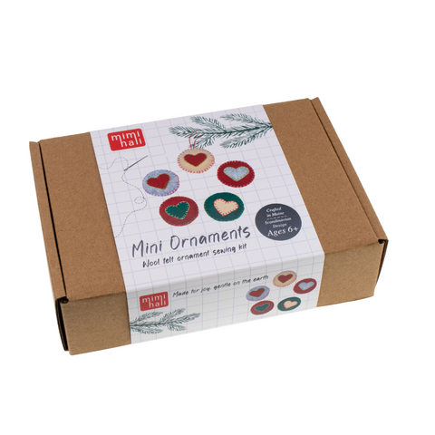 DIY Christmas ornament felt sewing kit (5 mini ornaments) — holiday craft set
