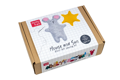 Hand-stitched felt mouse plush from Mimihali sewing kit